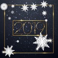 Happy New Year 2019 winter holiday greeting card design template